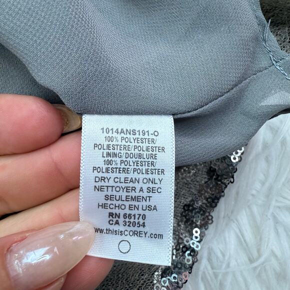 Anthropologie Corey Lynn Calter Liza Maxi Skirt Silver Sequined Size 2 Cocktail - Picture 6 of 14